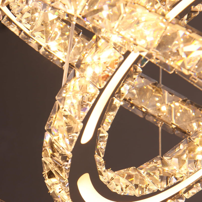 3-Ring Modern Acrylic Crystal Ring Pendant Chandelier Cool