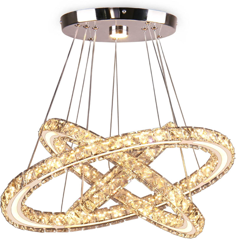 3-Ring Modern Acrylic Crystal Ring Pendant Chandelier Cool