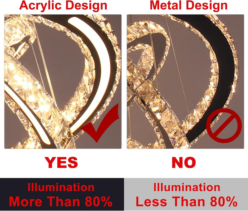 3-Ring Modern Acrylic Crystal Ring Pendant Chandelier Cool
