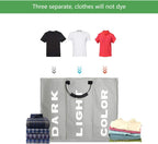 3 Sections Large Laundry Hamper Collapsible Bag Foldable