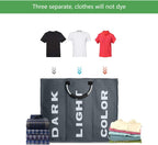 3 Sections Large Laundry Hamper Collapsible Bag Foldable