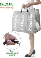 3 Sections Large Laundry Hamper Collapsible Bag Foldable
