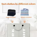 3 Sections Large Laundry Hamper Collapsible Bag Foldable