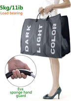 3 Sections Large Laundry Hamper Collapsible Bag Foldable