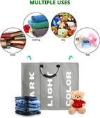 3 Sections Large Laundry Hamper Collapsible Bag Foldable