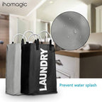 3 Sections Large Laundry Hamper Collapsible Bag Foldable
