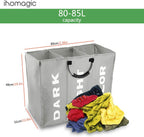 3 Sections Large Laundry Hamper Collapsible Bag Foldable