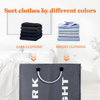 3 Sections Large Laundry Hamper Collapsible Bag Foldable