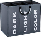 3 Sections Large Laundry Hamper Collapsible Bag Foldable