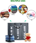 3 Sections Large Laundry Hamper Collapsible Bag Foldable