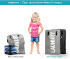 3 Sections Large Laundry Hamper Collapsible Bag Foldable