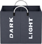 3 Sections Large Laundry Hamper Collapsible Bag Foldable