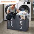 3 Sections Large Laundry Hamper Collapsible Bag Foldable