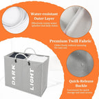 3 Sections Large Laundry Hamper Collapsible Bag Foldable