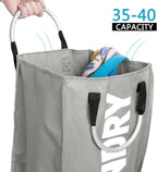 3 Sections Large Laundry Hamper Collapsible Bag Foldable