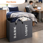 3 Sections Large Laundry Hamper Collapsible Bag Foldable