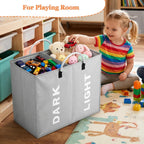 3 Sections Large Laundry Hamper Collapsible Bag Foldable