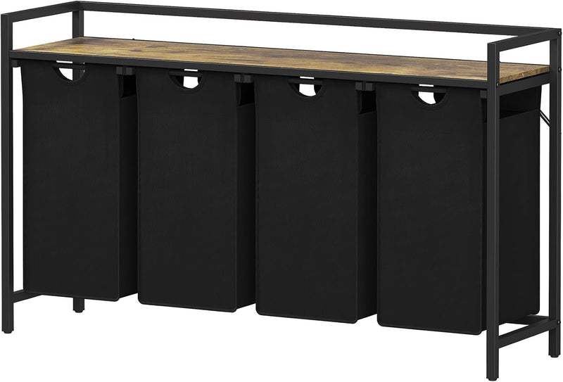 3 Sections Laundry Hamper 120L Basket with Shelf
