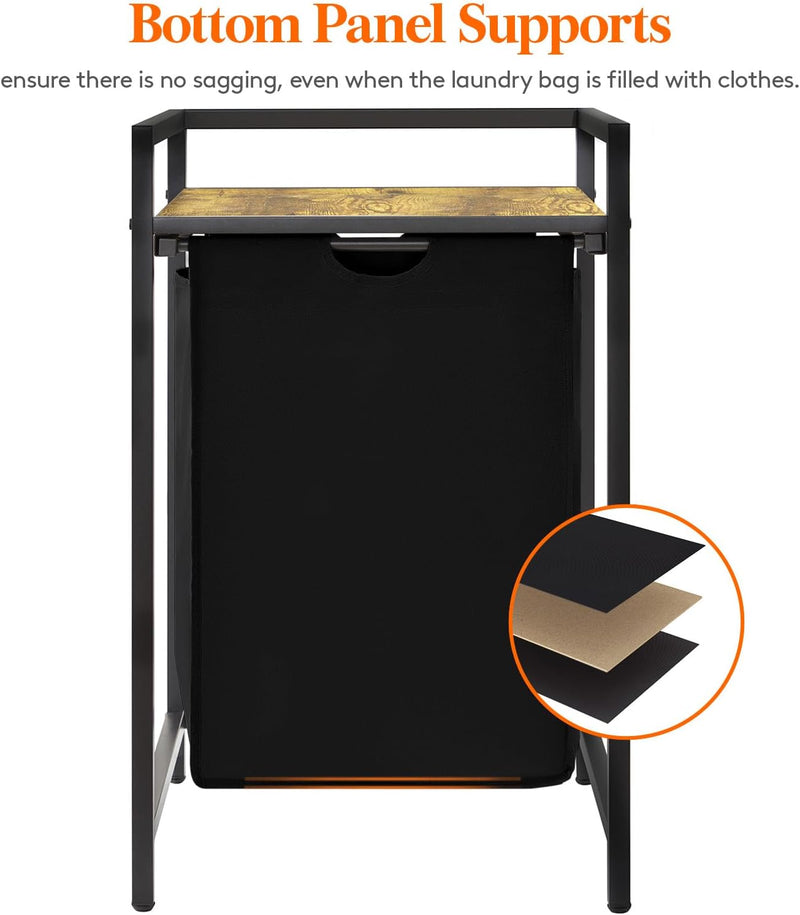 3 Sections Laundry Hamper 120L Basket with Shelf