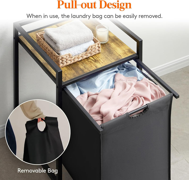 3 Sections Laundry Hamper 120L Basket with Shelf