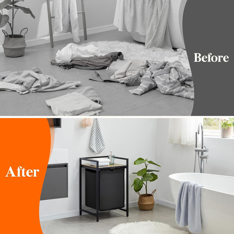3 Sections Laundry Hamper 120L Basket with Shelf