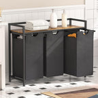 3 Sections Laundry Hamper 120L Basket with Shelf
