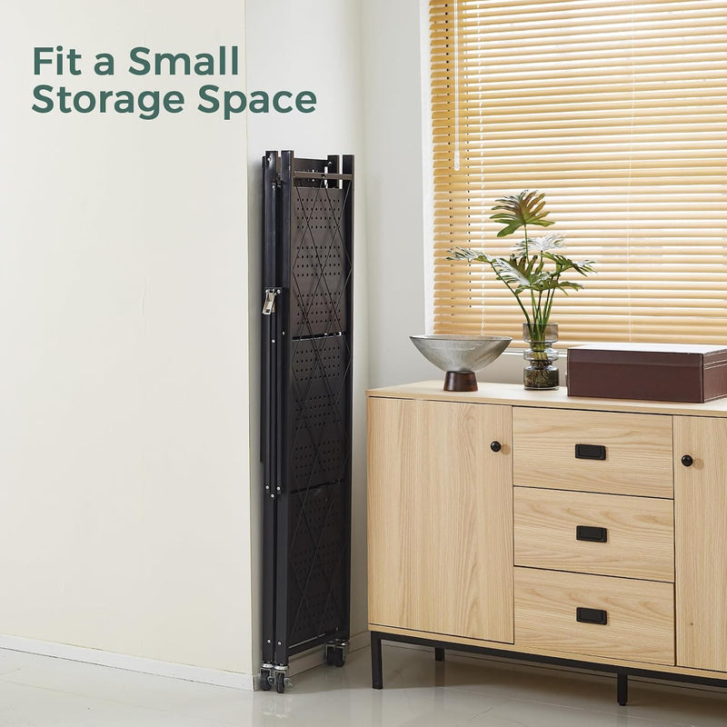 3-Shelf Foldable Storage Shelves with Wheels Large Capacity