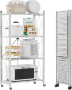 3-Shelf Foldable Storage Shelves with Wheels Large Capacity