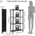 3-Shelf Foldable Storage Shelves with Wheels Large Capacity
