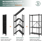 3-Shelf Foldable Storage Shelves with Wheels Large Capacity