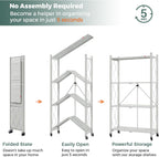3-Shelf Foldable Storage Shelves with Wheels Large Capacity