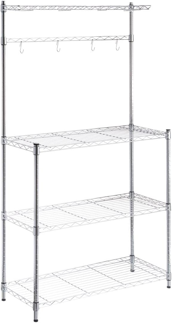 3-Shelf Rack Wood Chrome