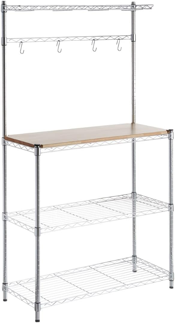 3-Shelf Rack Wood Chrome