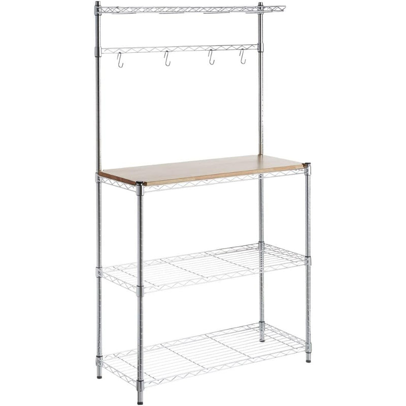 3-Shelf Rack Wood Chrome