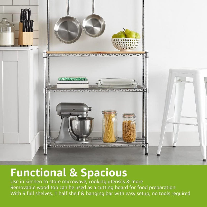 3-Shelf Rack Wood Chrome