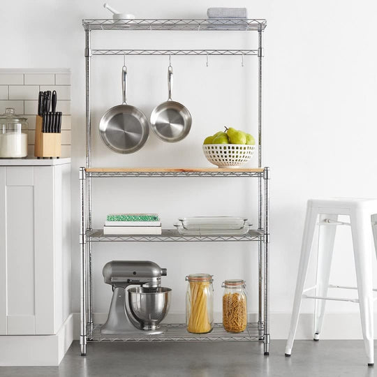 3-Shelf Rack Wood Chrome