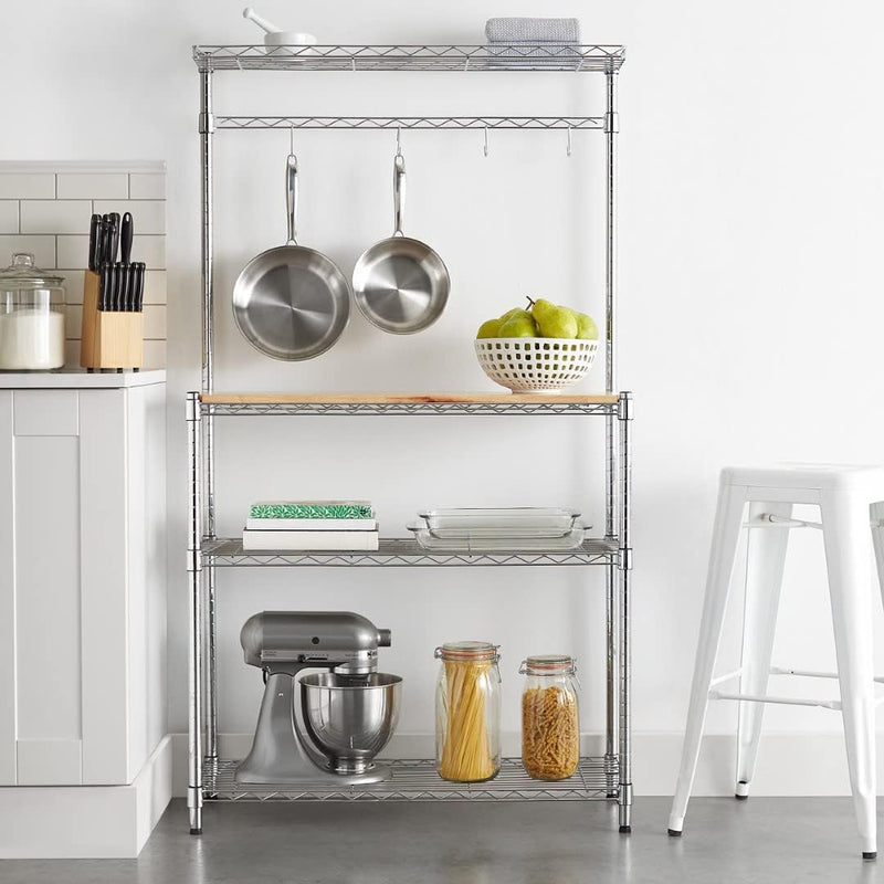 3-Shelf Rack Wood Chrome
