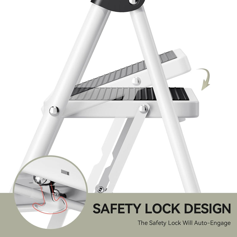 3 Step Folding Ladder with Non-Slip Wide Pedal