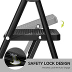 3 Step Folding Ladder with Non-Slip Wide Pedal