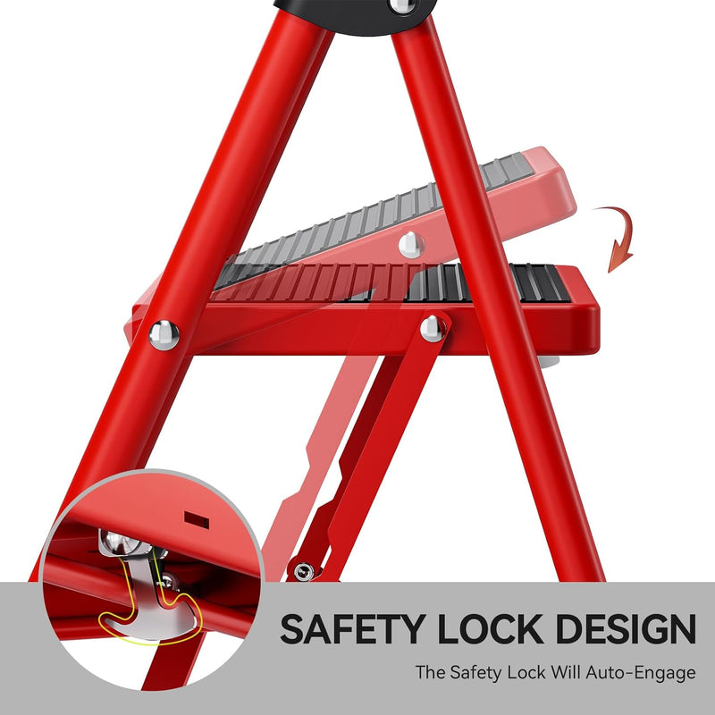 3 Step Folding Ladder with Non-Slip Wide Pedal