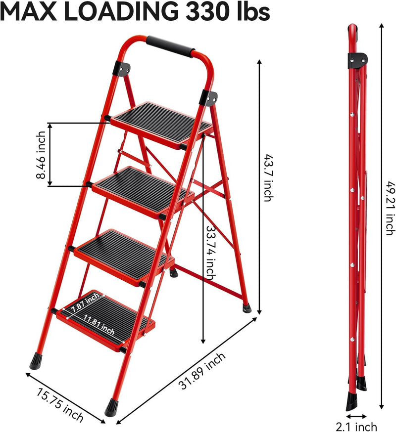 3 Step Folding Ladder with Non-Slip Wide Pedal