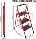 3 Step Folding Ladder with Non-Slip Wide Pedal