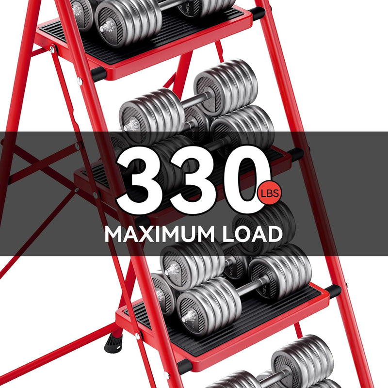 3 Step Folding Ladder with Non-Slip Wide Pedal