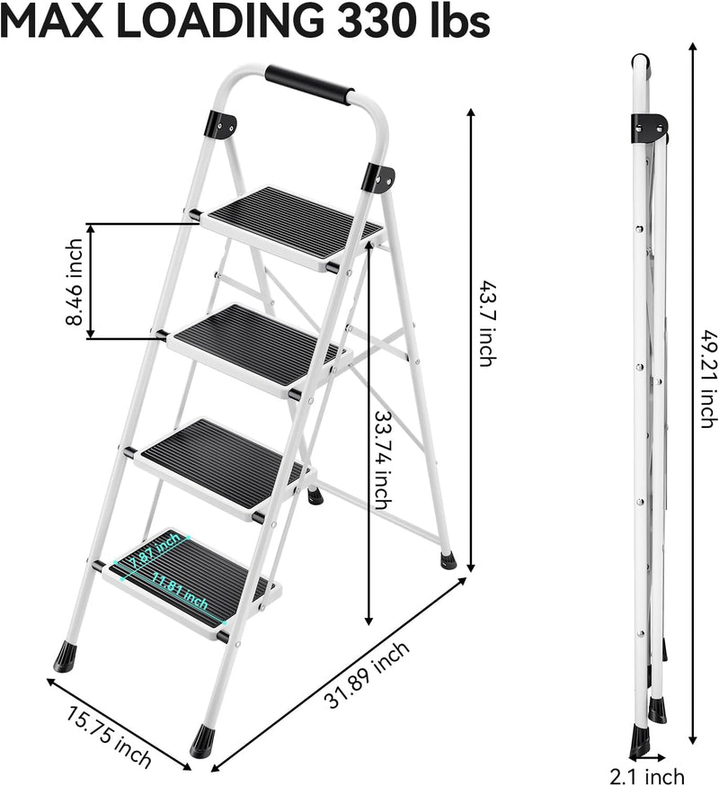 3 Step Folding Ladder with Non-Slip Wide Pedal