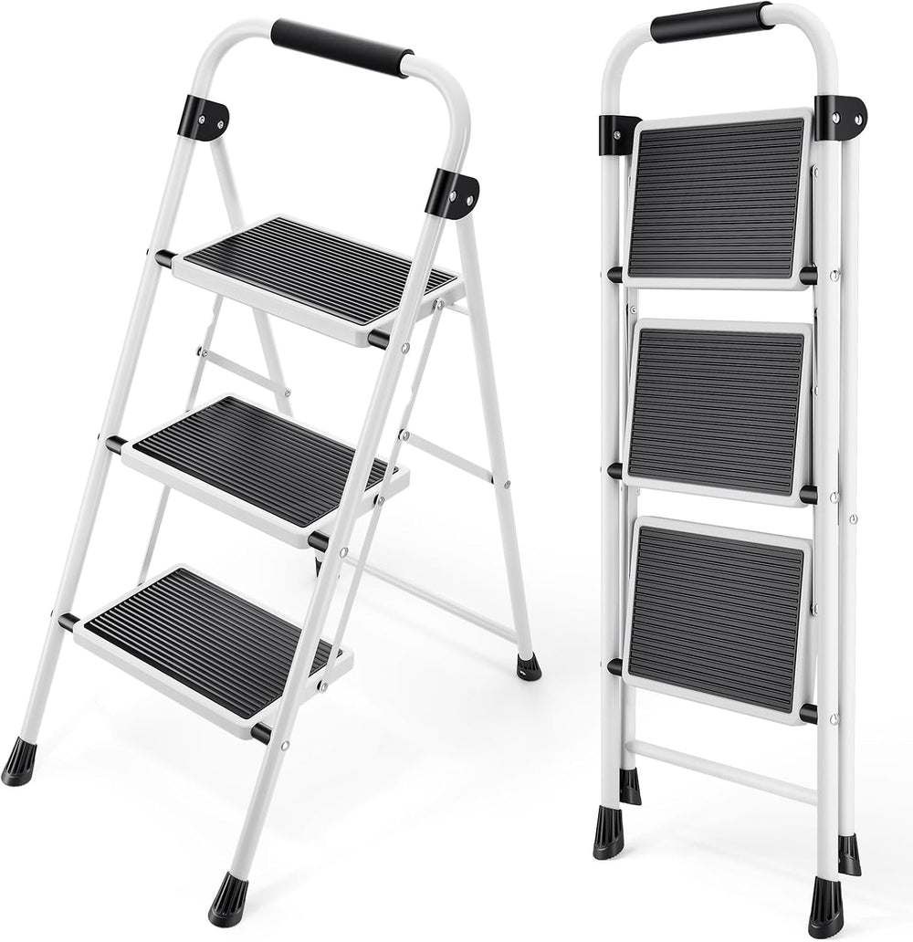 3 Step Folding Ladder with Non-Slip Wide Pedal