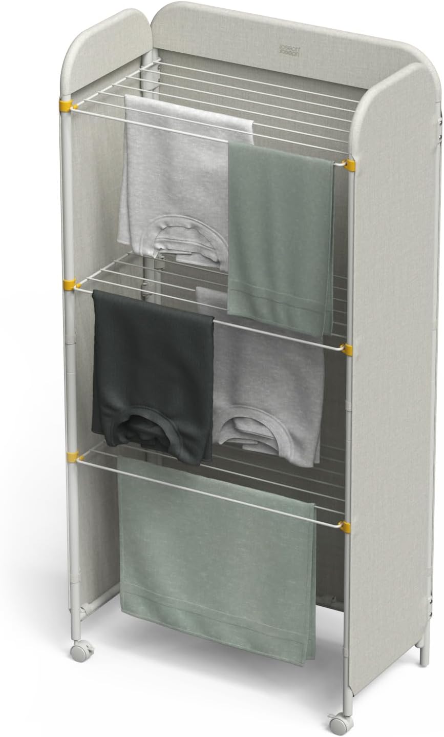 3-Tier Adjustable Laundry Drying Rack Integrated Fabric Cover