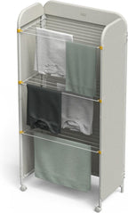 3-Tier Adjustable Laundry Drying Rack Integrated Fabric Cover