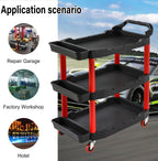 3-Tier Car Detailing Trolley with Wheels 90KG Capacity