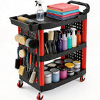 3-Tier Car Detailing Trolley with Wheels 90KG Capacity