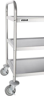 3 Tier Clearing Trolley Medium 855x810x455MM Stainless Steel